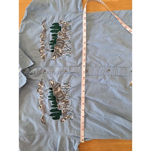 VTG Casey Coleman Button Up Shirt Blue Embroidered Winter Wolves Cotton Size XL - Picture 6 of 9